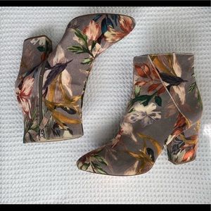 Nine West velvet floral ankle boot
